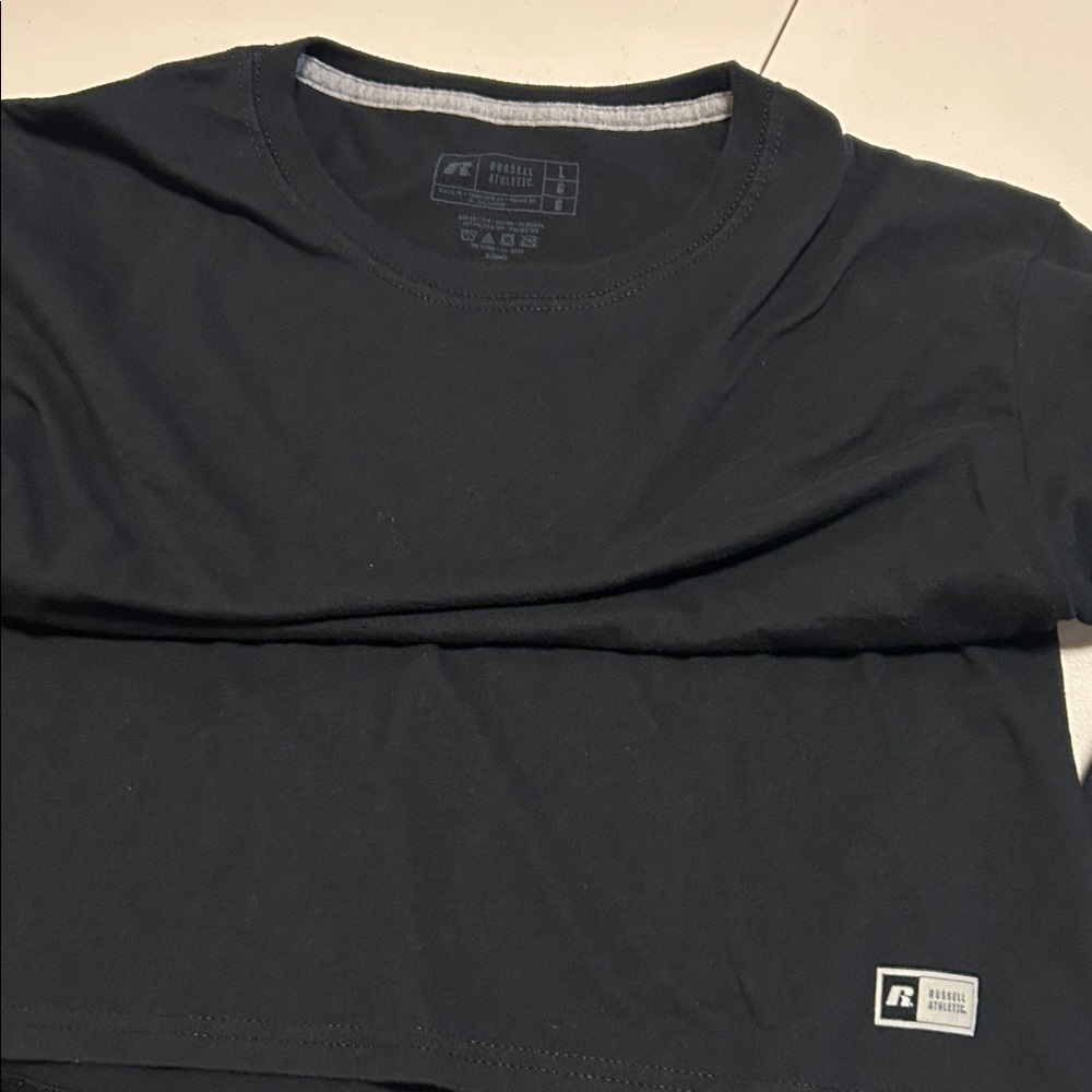 Russell Athletic Black Long Sleeve Crewneck Shirt, Large